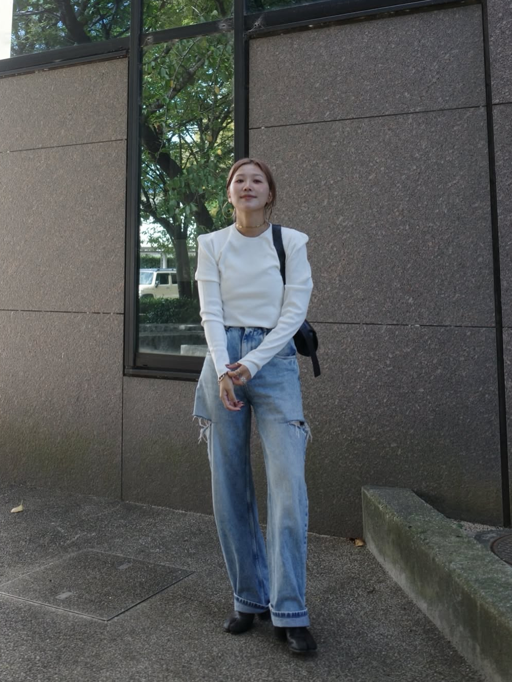 POWER SHOULDER KNIT PULLOVER