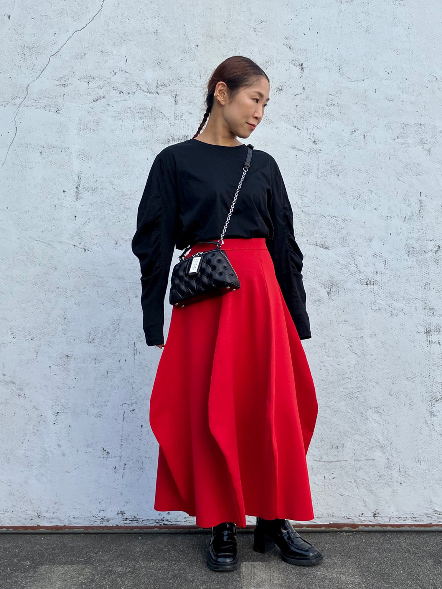LANTERN-SILHOUETTE KNIT SKIRT