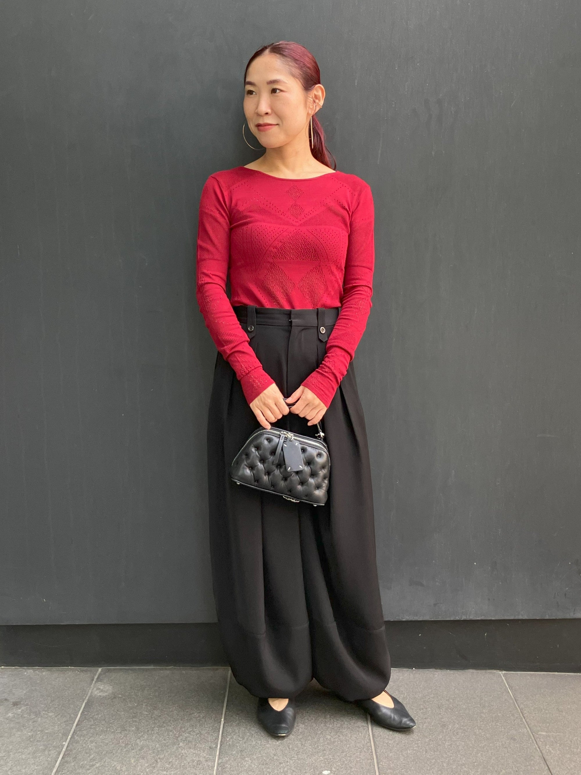 BODY FIT MESH KNIT TOP