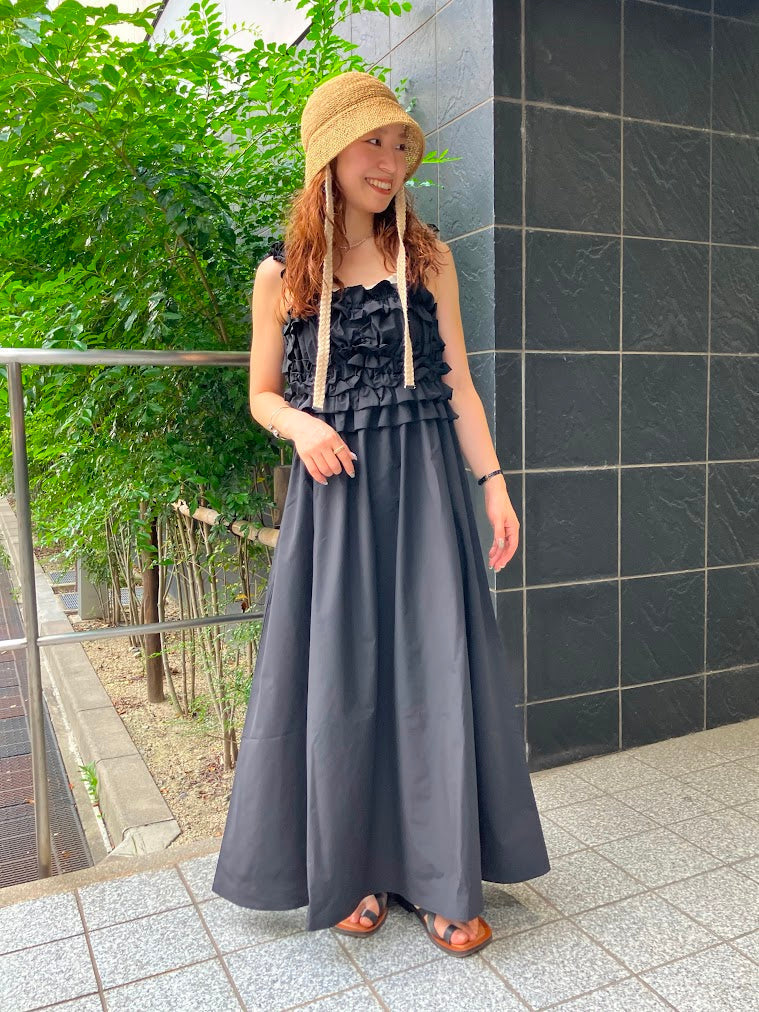 TAFFETA VOLUME RUFFLE DRESS