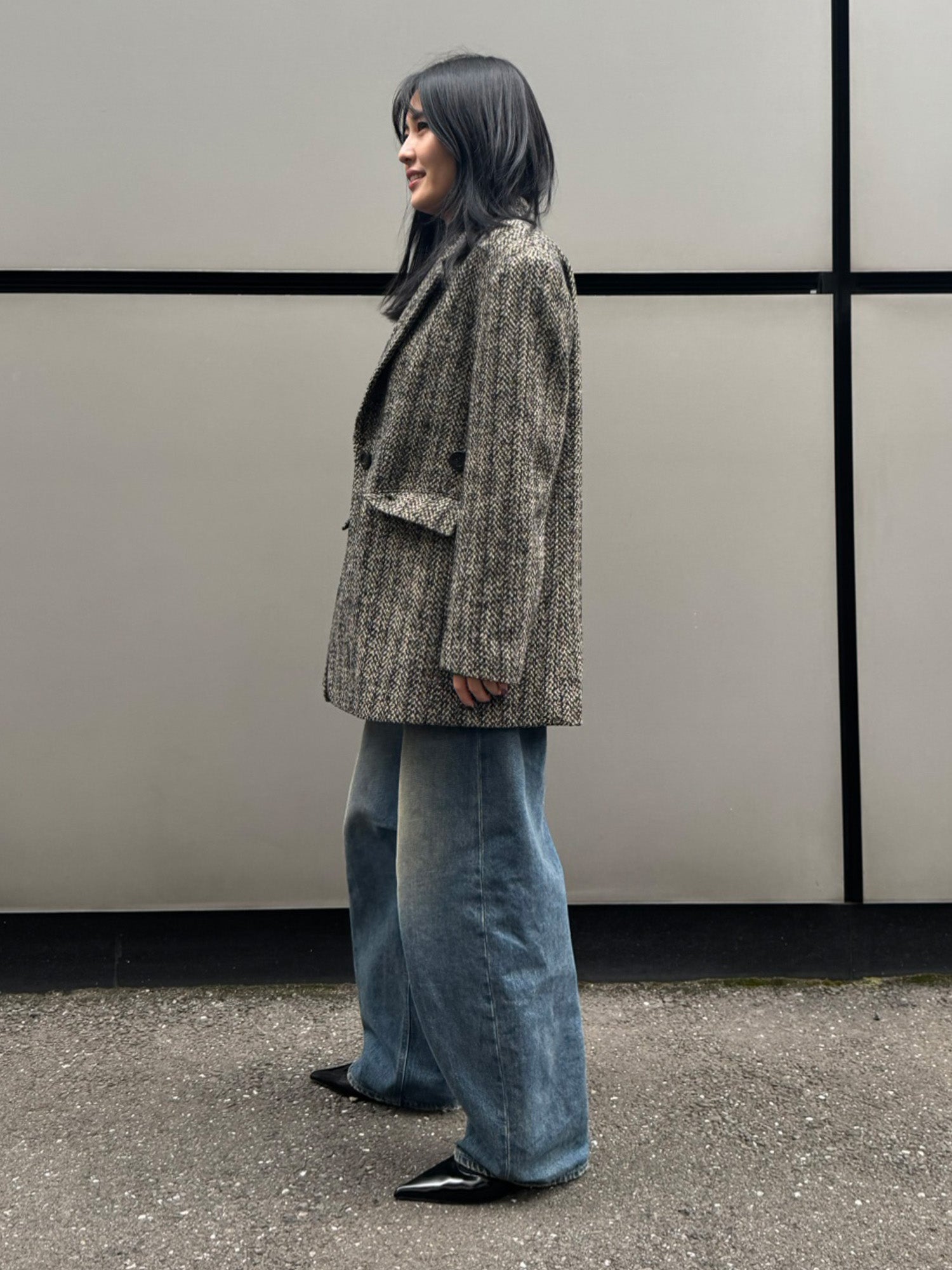 2WAY MIXED TWEED BIG-SHOULDER JACKET