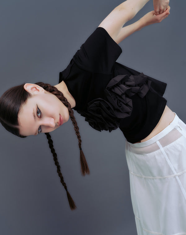 TAFFETA FRILL MINI T-SHIRT