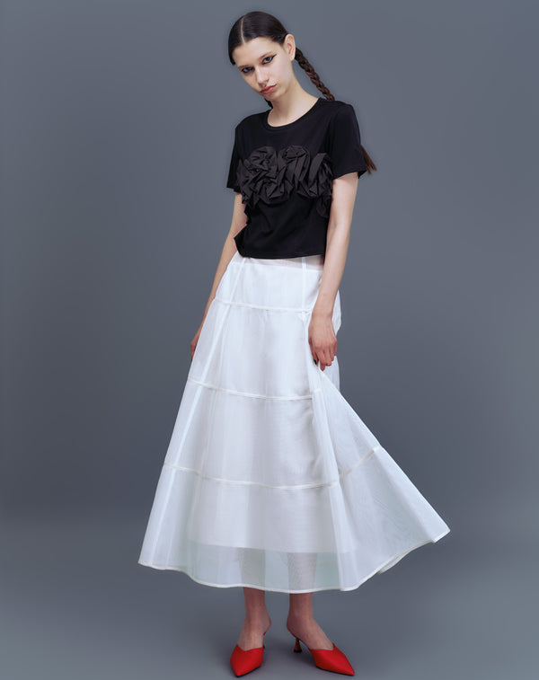 TAFFETA FRILL MINI T-SHIRT