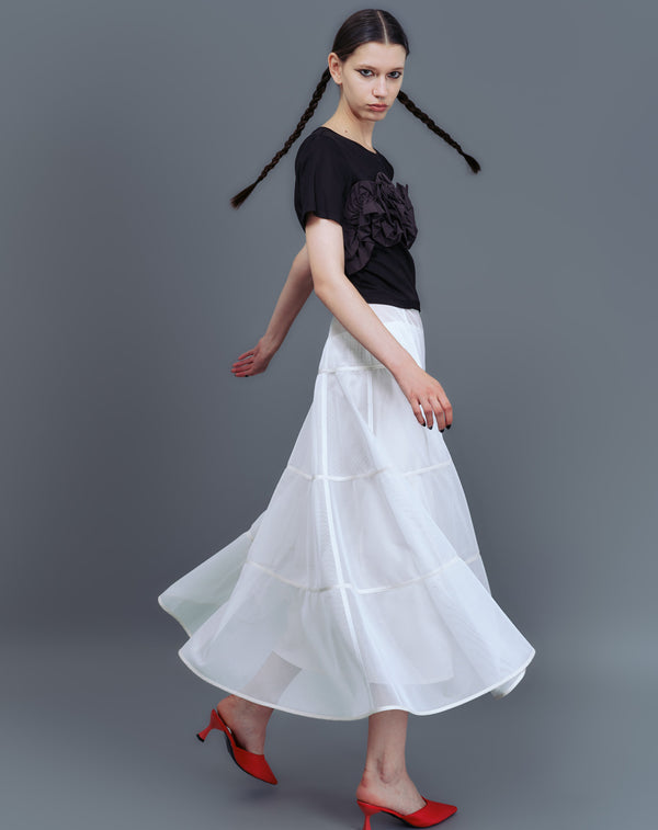TAFFETA FRILL MINI T-SHIRT