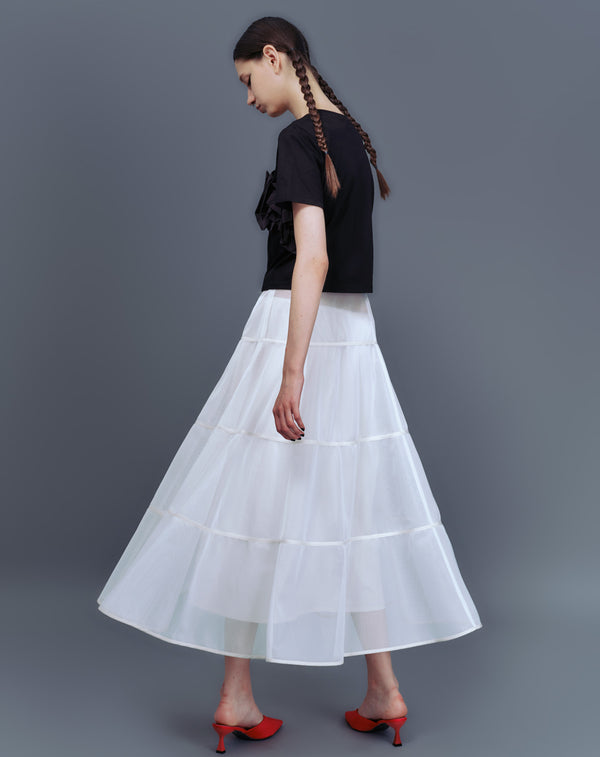 TAFFETA FRILL MINI T-SHIRT