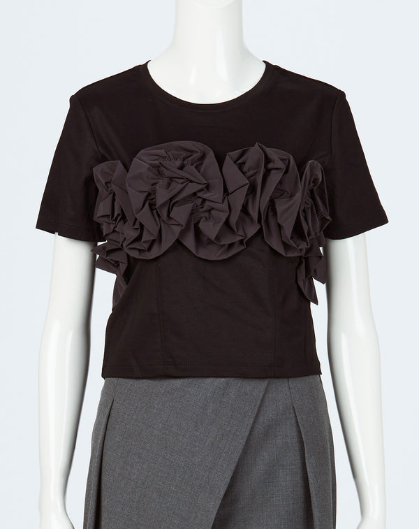 TAFFETA FRILL MINI T-SHIRT