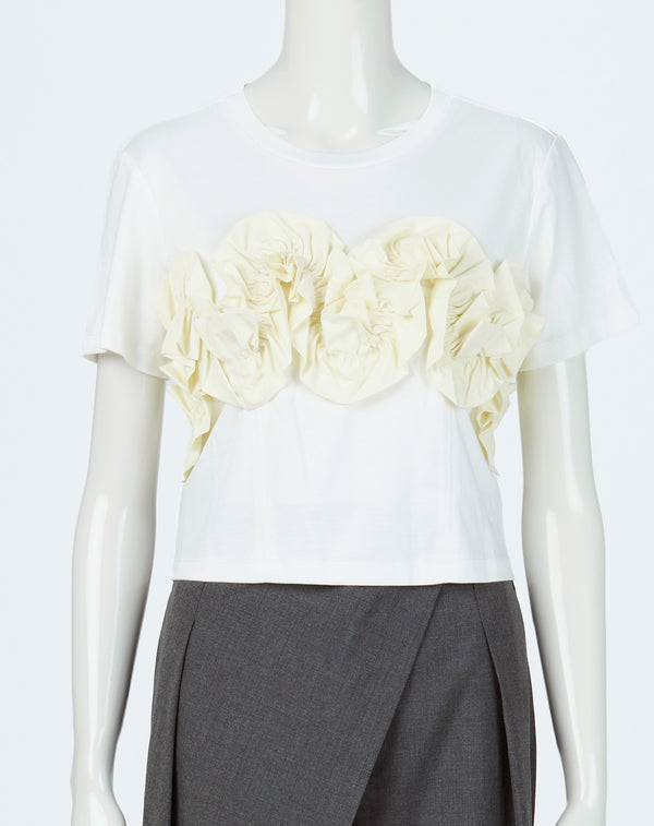 TAFFETA FRILL MINI T-SHIRT