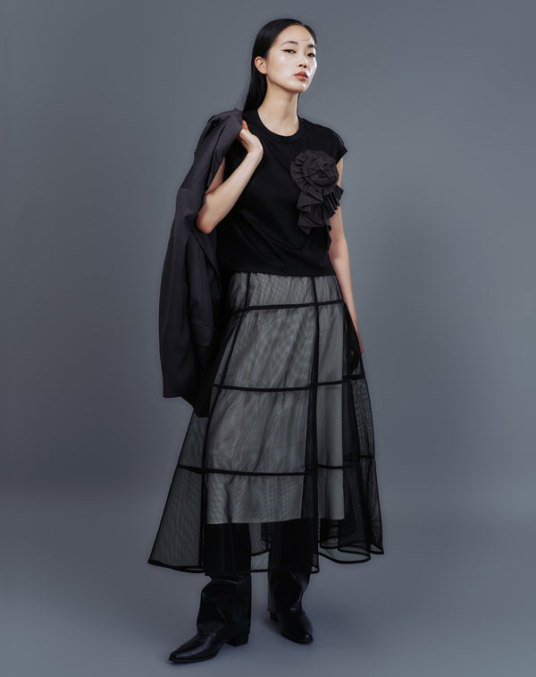 FRILL MOTIF FRENCH SLEEVE T-SHIRT