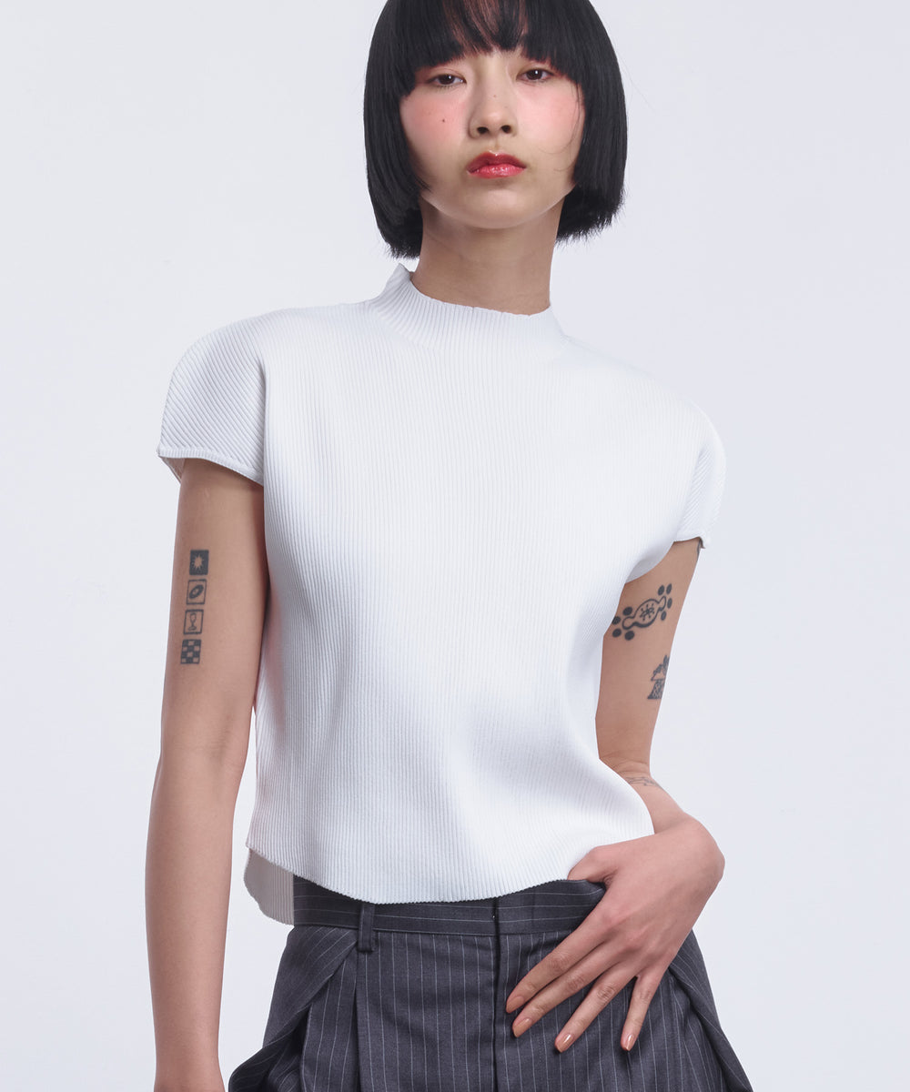 テレコフレンチスリーブショート丈ニット | LAEMUSE | 2025春夏