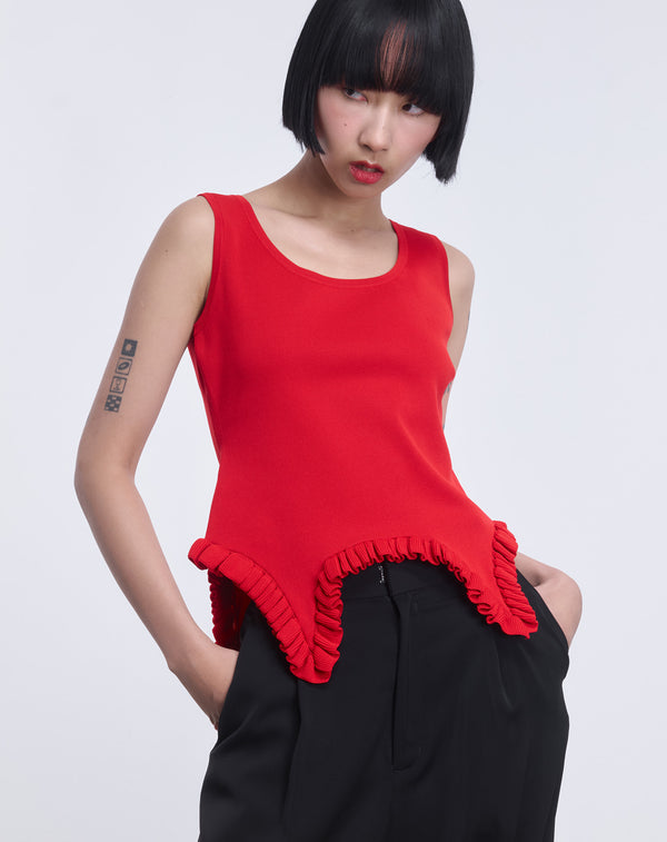 RUFFLE HEM KNIT TANK TOP