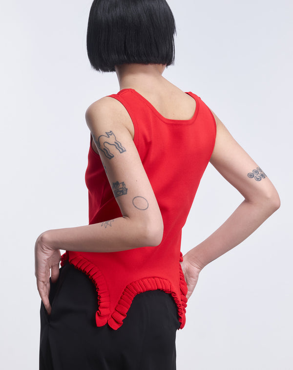 RUFFLE HEM KNIT TANK TOP