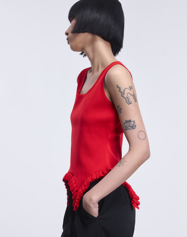 RUFFLE HEM KNIT TANK TOP