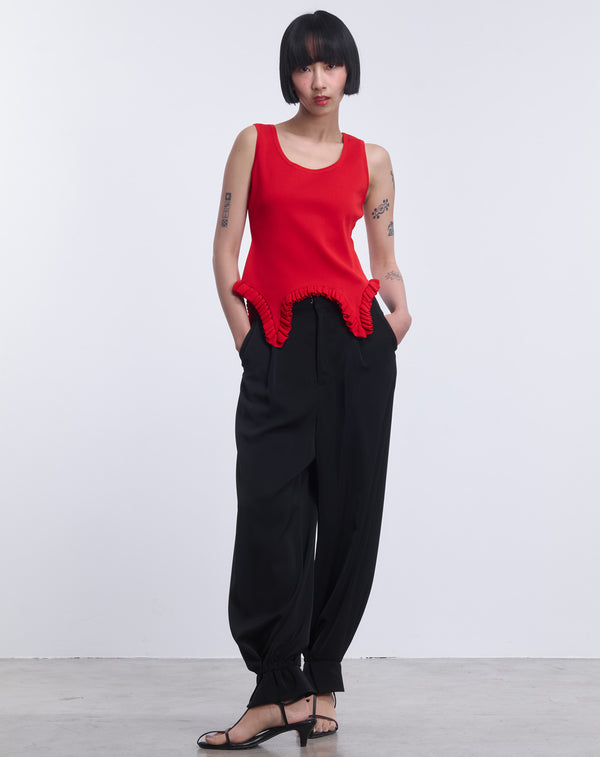 RUFFLE HEM KNIT TANK TOP