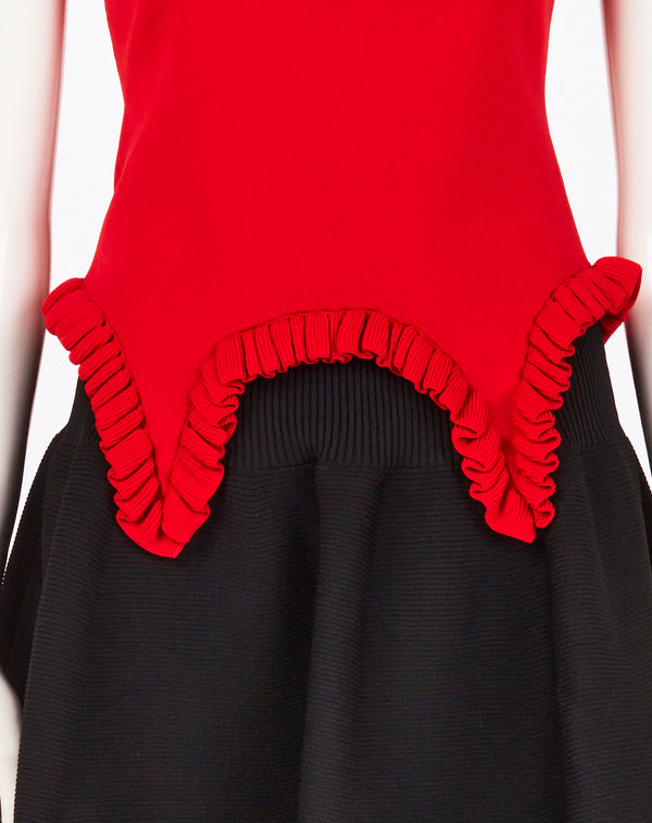 RUFFLE HEM KNIT TANK TOP
