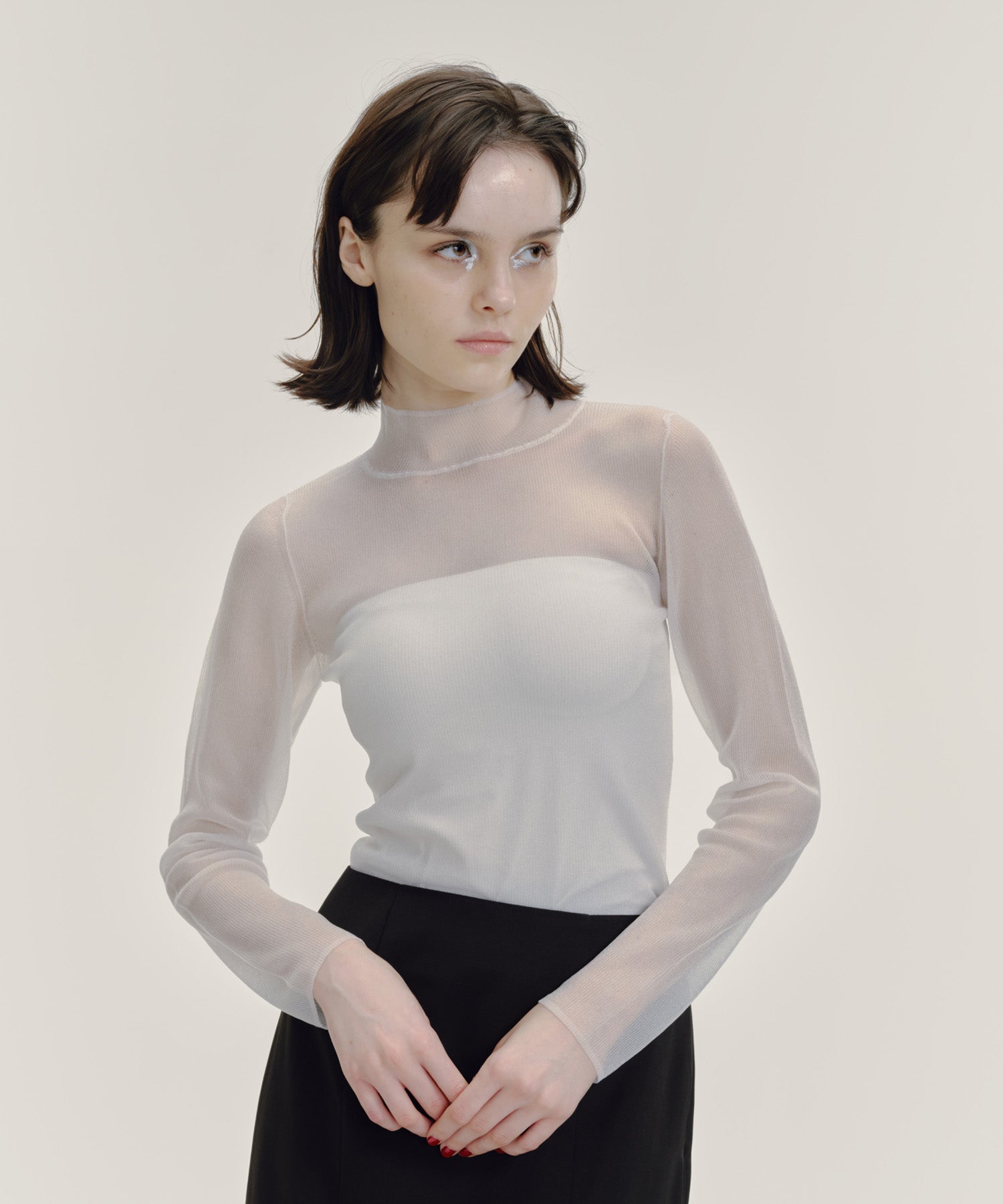 SHEER RIBBED HIGH NECK KNIT – LAEMUSE