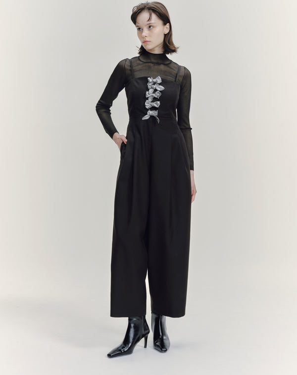 SHEER RIBBED HIGH NECK KNIT