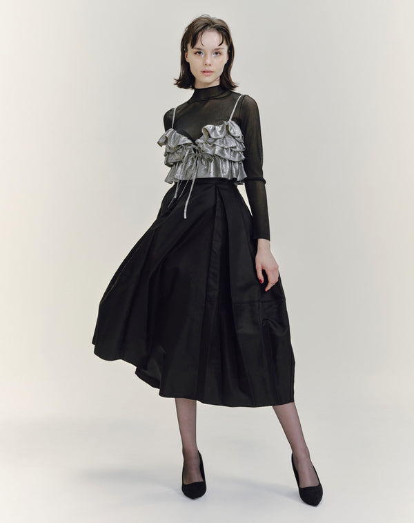 SHEER RIBBED HIGH NECK KNIT