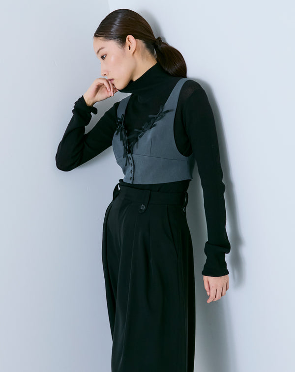 SHEER RIBBED TURTLE NECK KNIT