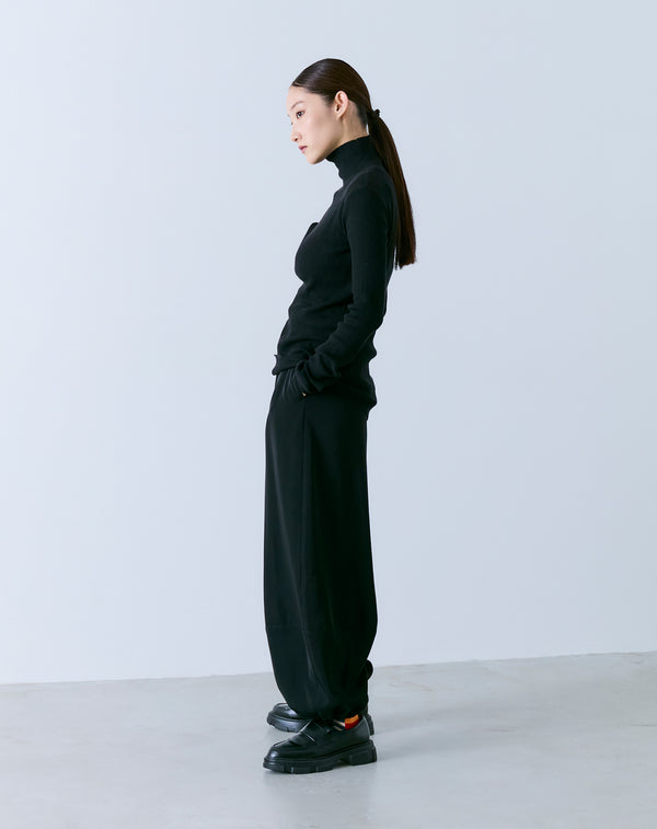 SHEER RIBBED TURTLE NECK KNIT
