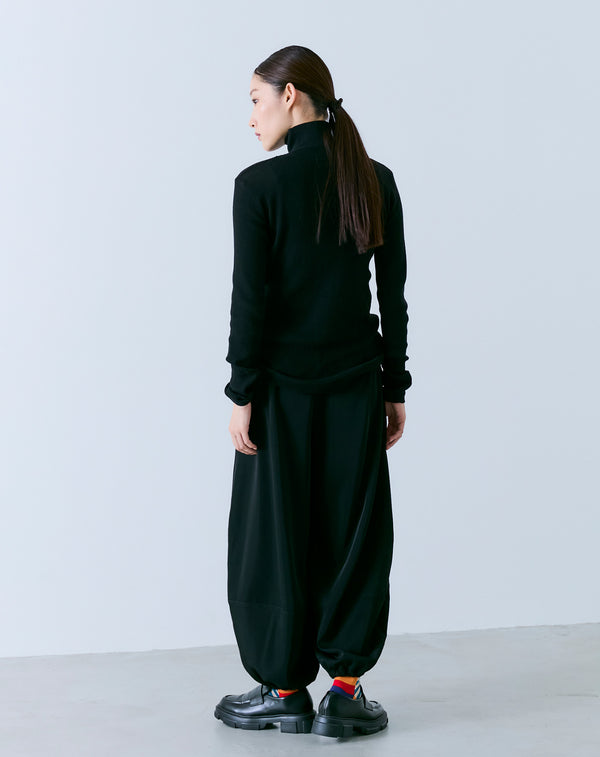 SHEER RIBBED TURTLE NECK KNIT