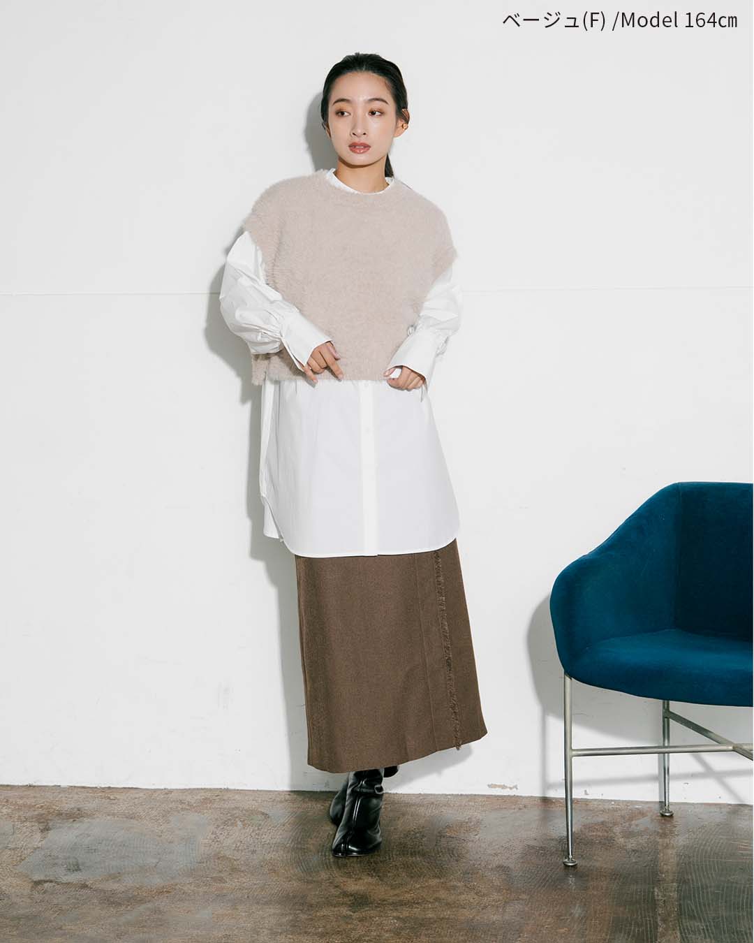 【2023AW】シャギーニットクルーネックベスト|LAEMUSE