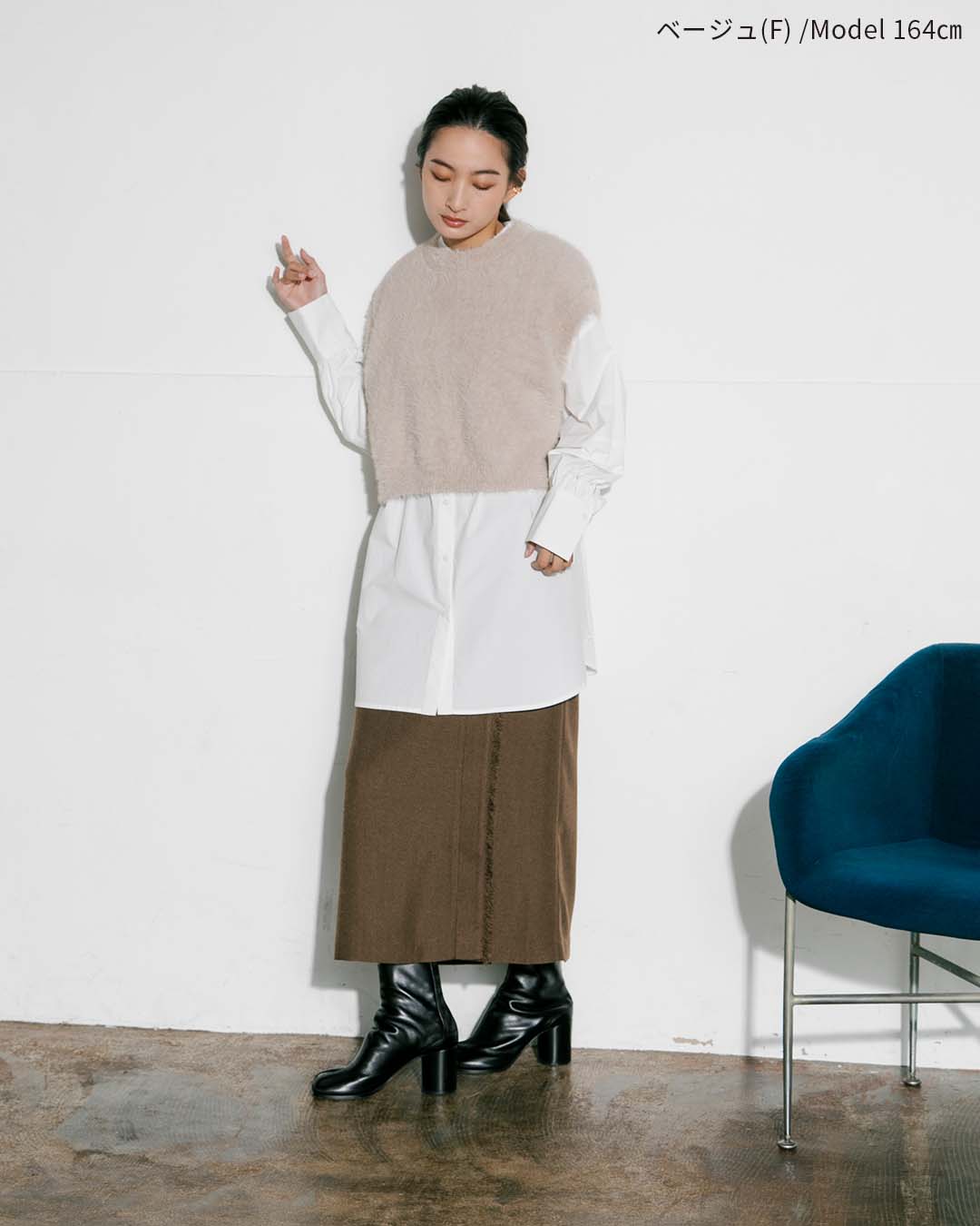 【2023AW】シャギーニットクルーネックベスト|LAEMUSE