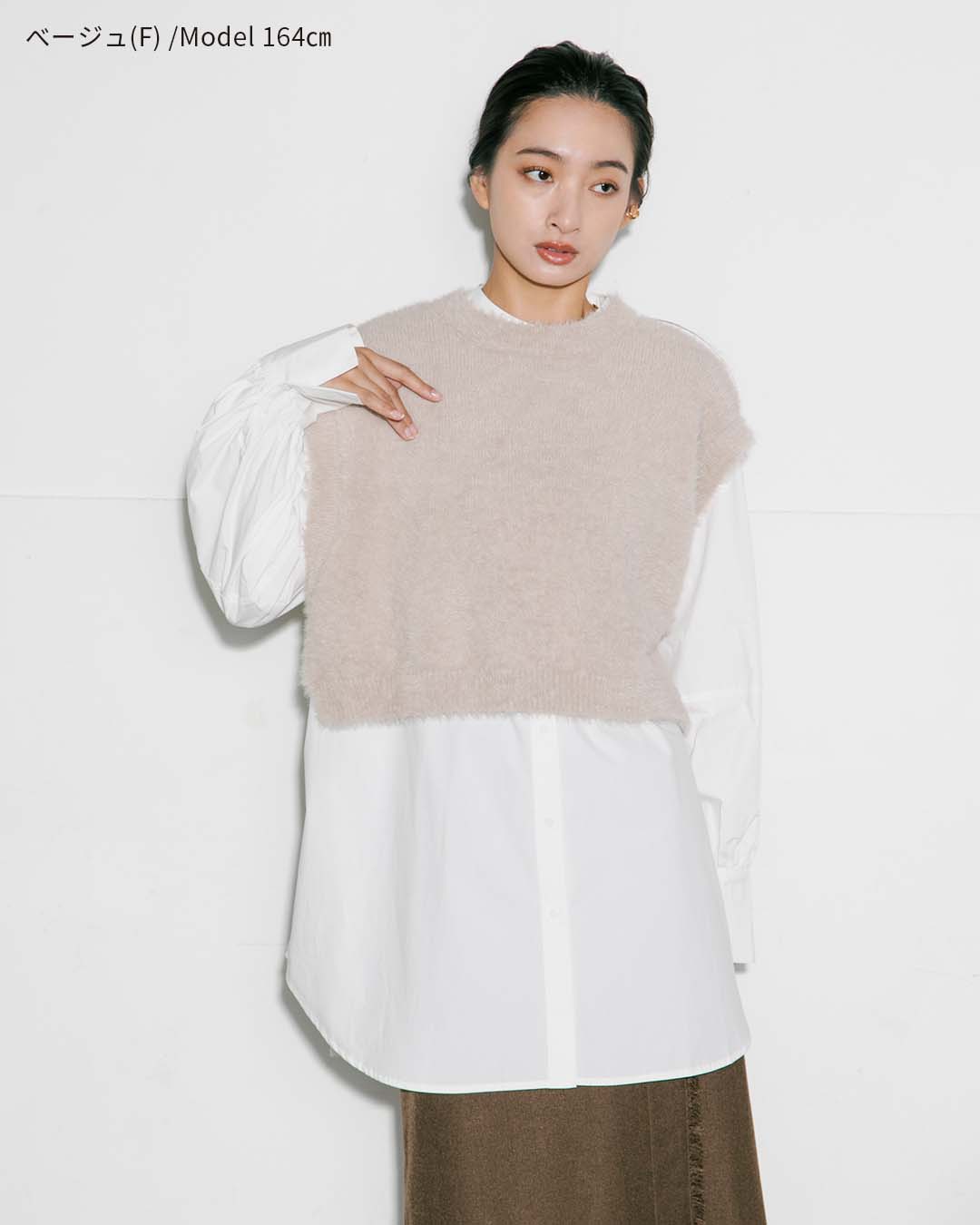 【2023AW】シャギーニットクルーネックベスト|LAEMUSE