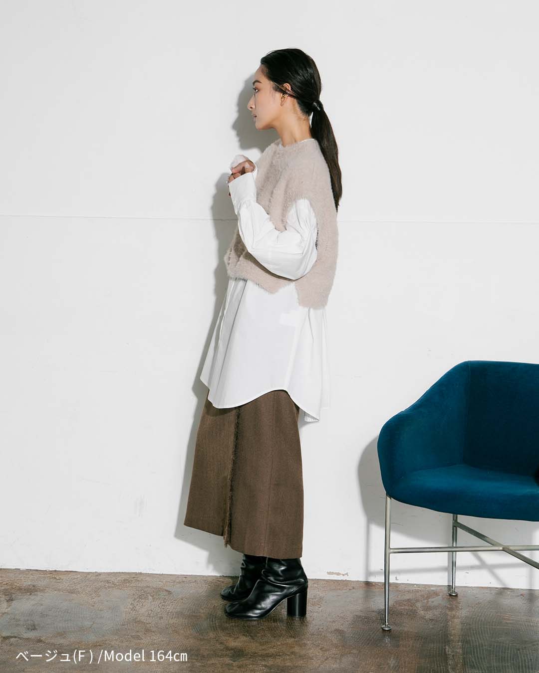 【2023AW】シャギーニットクルーネックベスト|LAEMUSE