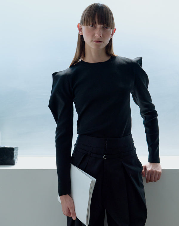 POWER SHOULDER KNIT PULLOVER