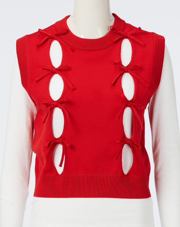 CUT-OUT RIBBON VEST