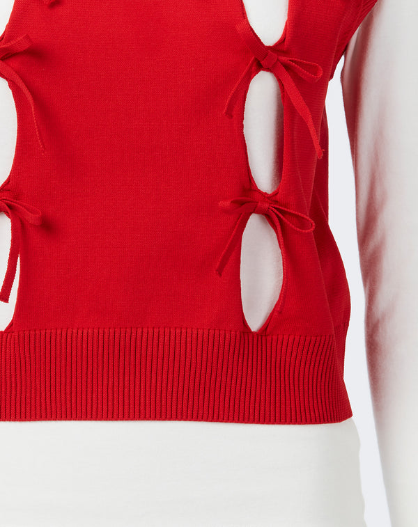 CUT-OUT RIBBON VEST