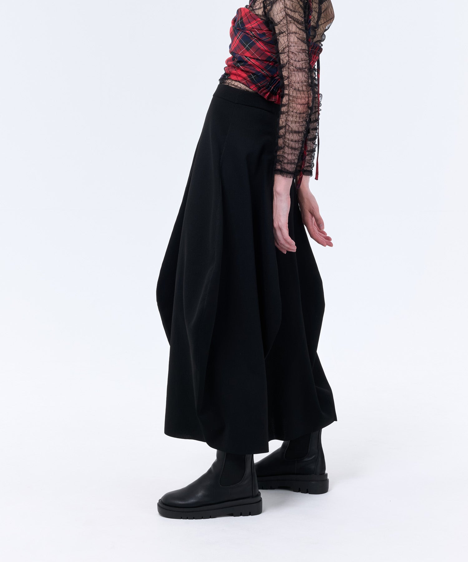 MYLAN カシミアスカート/ライラック ラメチュールフレアスカート