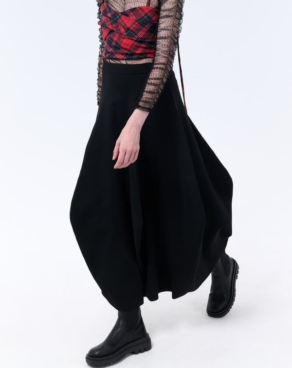 LANTERN-SILHOUETTE KNIT SKIRT