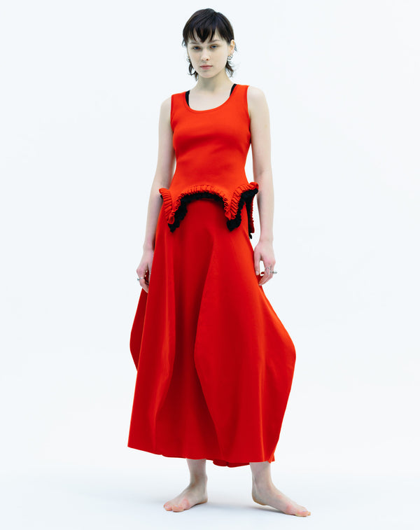 LANTERN-SILHOUETTE KNIT SKIRT