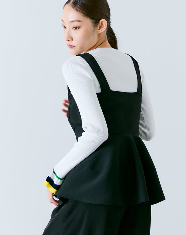 FRILLED SLEEVE KNIT PULLOVER