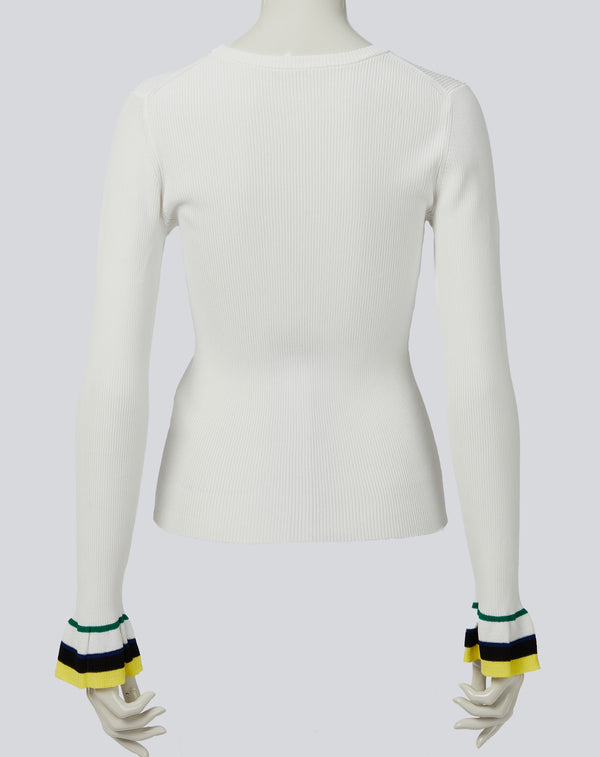 FRILLED SLEEVE KNIT PULLOVER