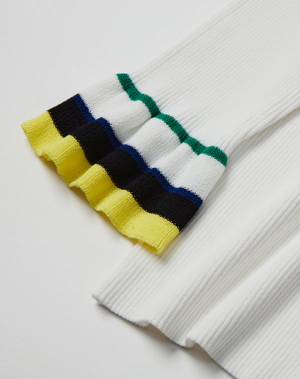 FRILLED SLEEVE KNIT PULLOVER