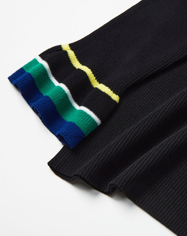 FRILLED SLEEVE KNIT PULLOVER