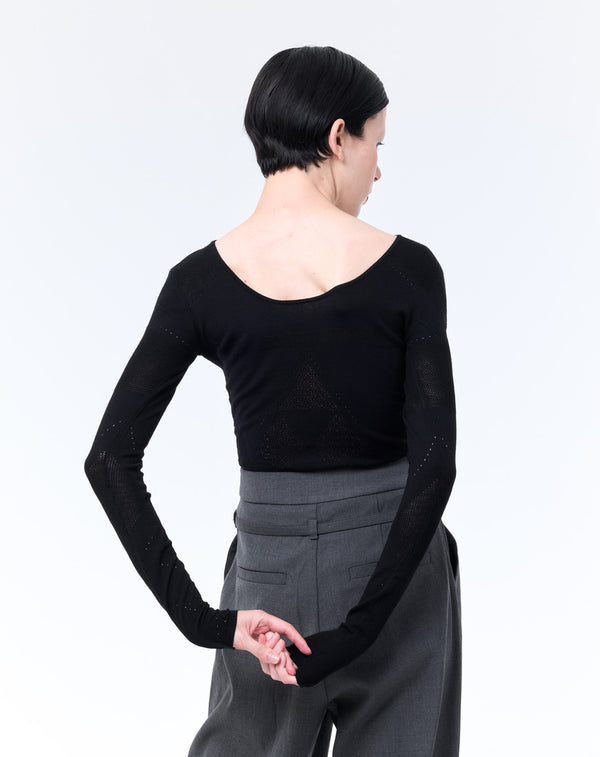 BODY FIT MESH KNIT TOP