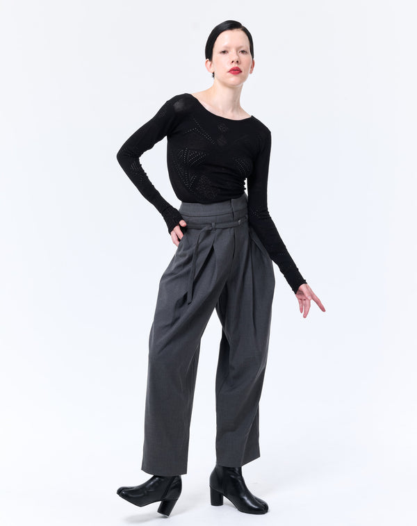 BODY FIT MESH KNIT TOP