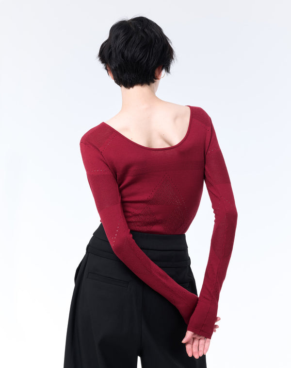 BODY FIT MESH KNIT TOP
