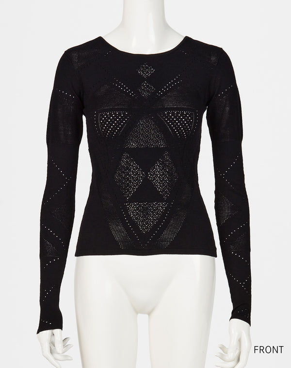 BODY FIT MESH KNIT TOP