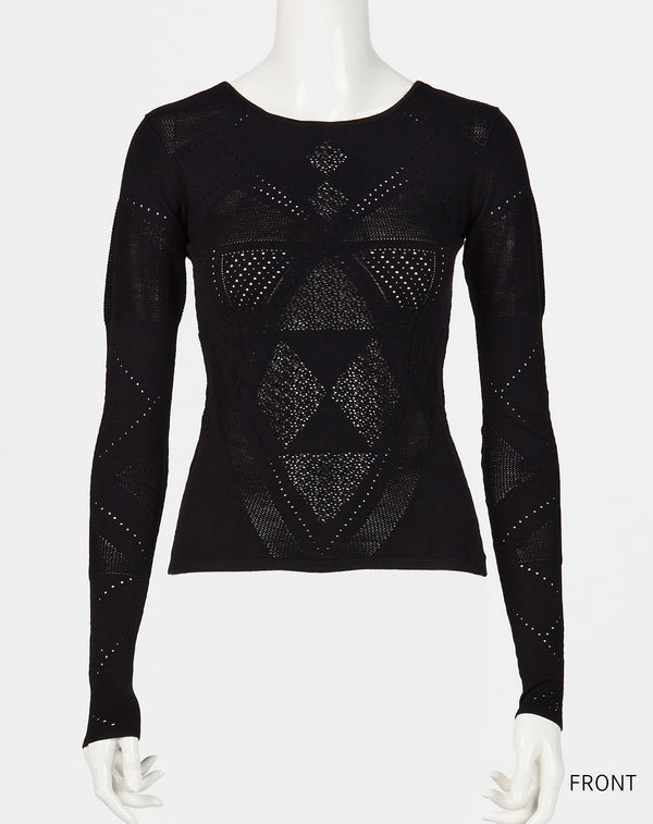BODY FIT MESH KNIT TOP