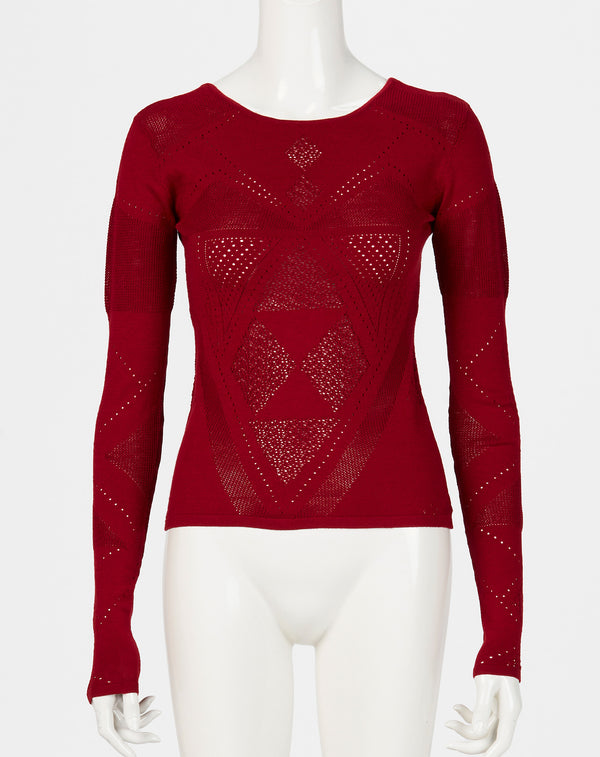 BODY FIT MESH KNIT TOP