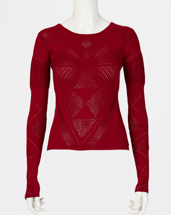 BODY FIT MESH KNIT TOP
