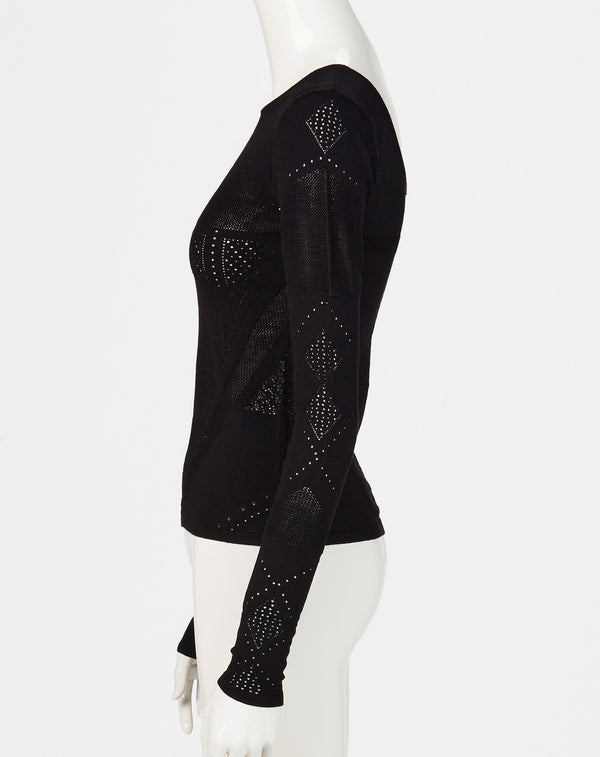 BODY FIT MESH KNIT TOP