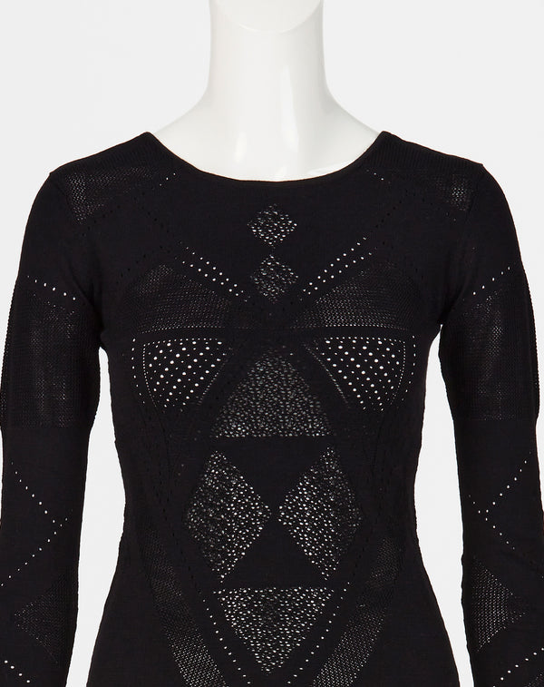 BODY FIT MESH KNIT TOP