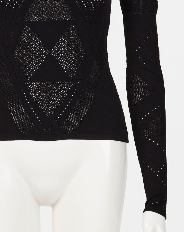 BODY FIT MESH KNIT TOP