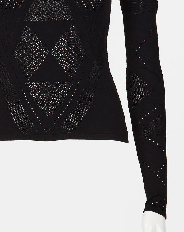 BODY FIT MESH KNIT TOP