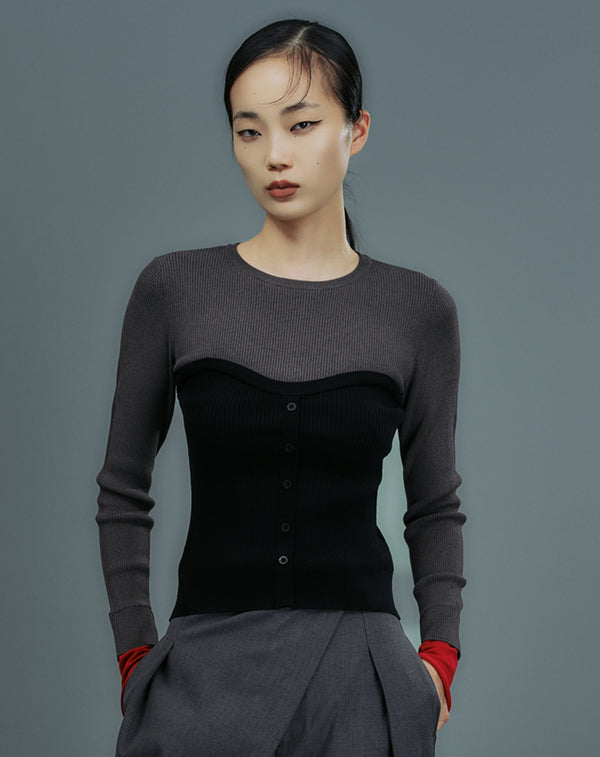 BUSTIER DOCKING RIB KNIT